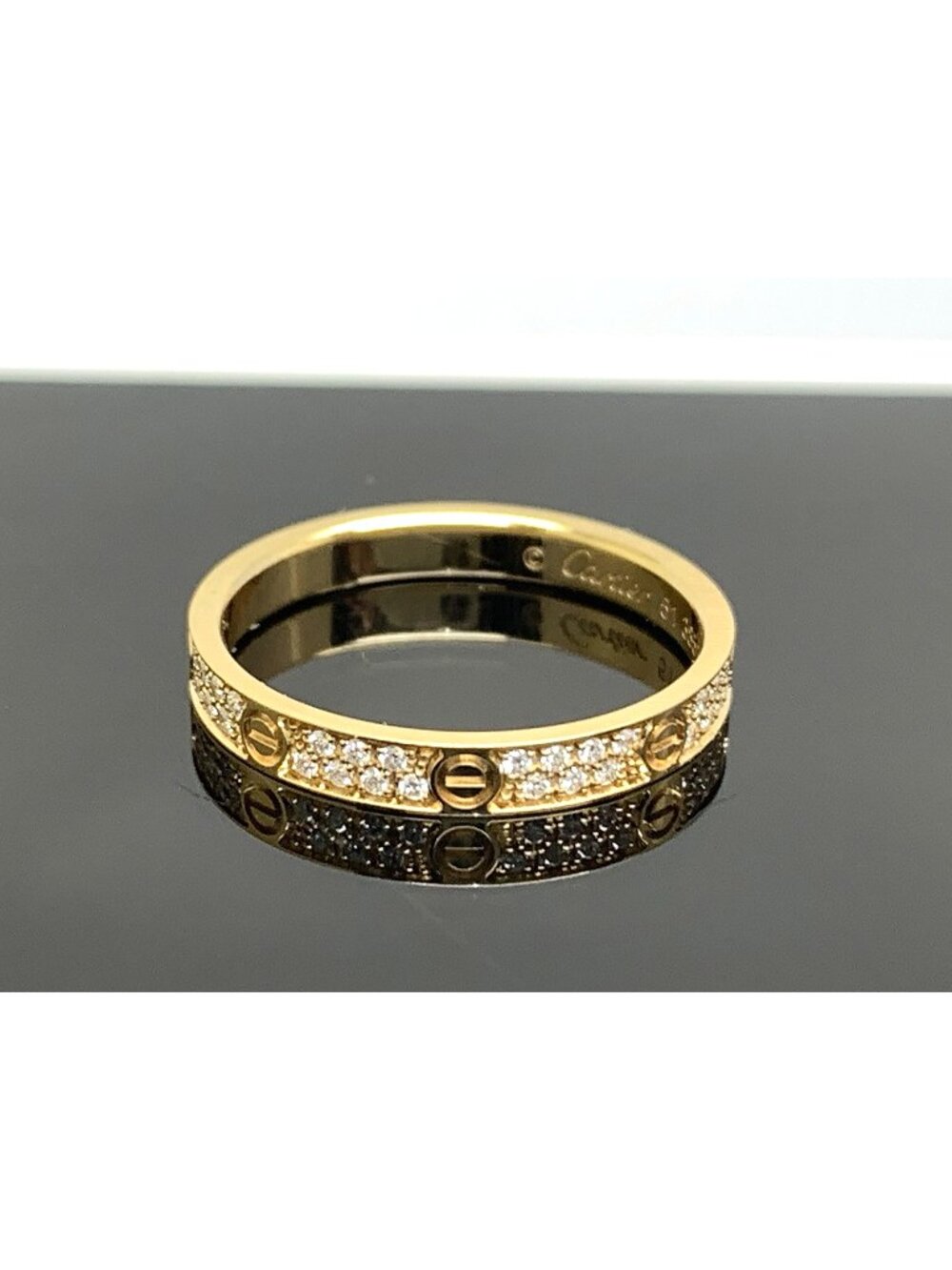 Cartier Love Ring Wedding Band Eternity Diamond 18k Yellow Gold 2.6mm Size 5.75